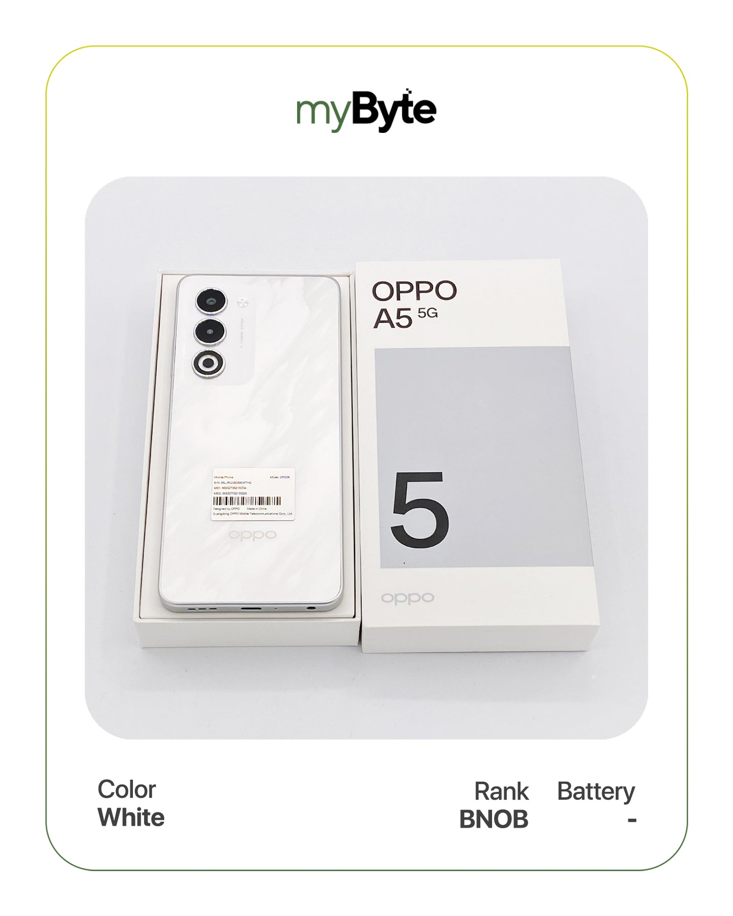 OPPO A5 5G 128GB (Sim Free) White SIM Free myByte International