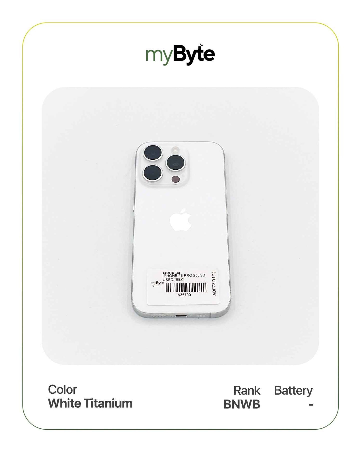 iPhone 16 Pro 5G 256GB White Titanium myByte International
