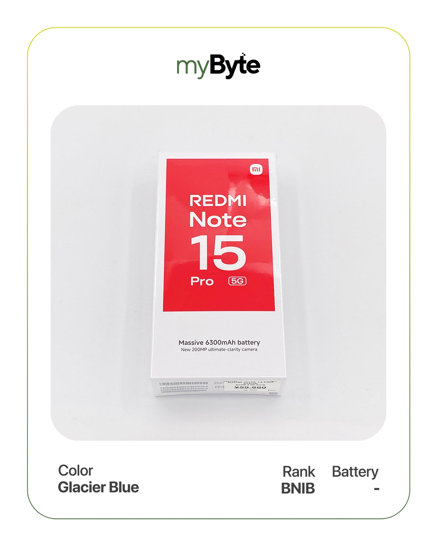 Redmi Note 15 Pro 5G 512GB (SIM Free) Glacier Blue SIM Free myByte International