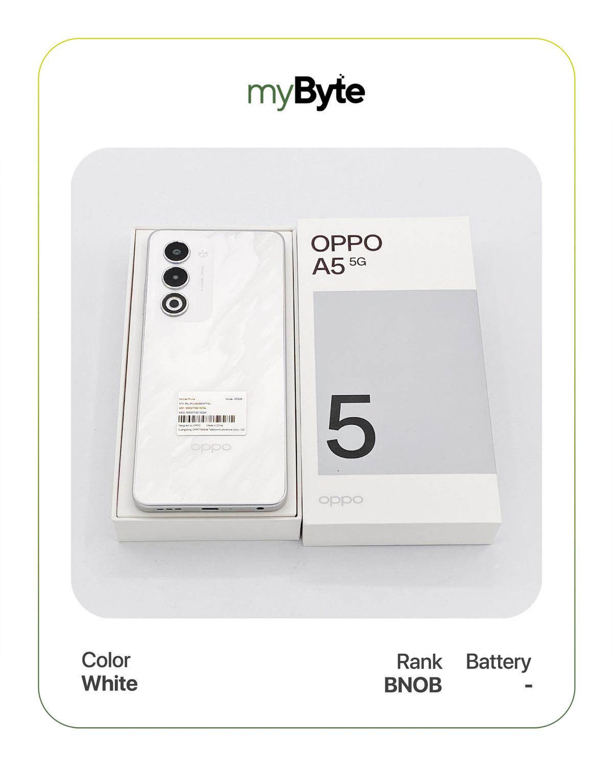 OPPO A5 5G 128GB (Sim Free) White SIM Free myByte International
