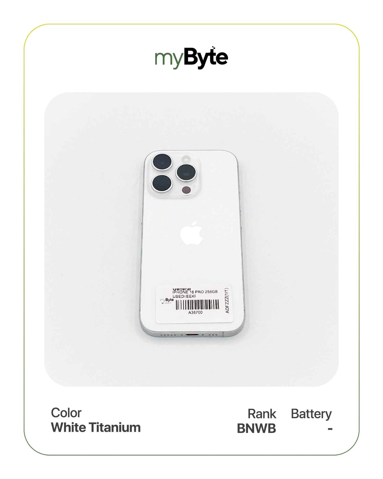 iPhone 16 Pro 5G 256GB White Titanium myByte International