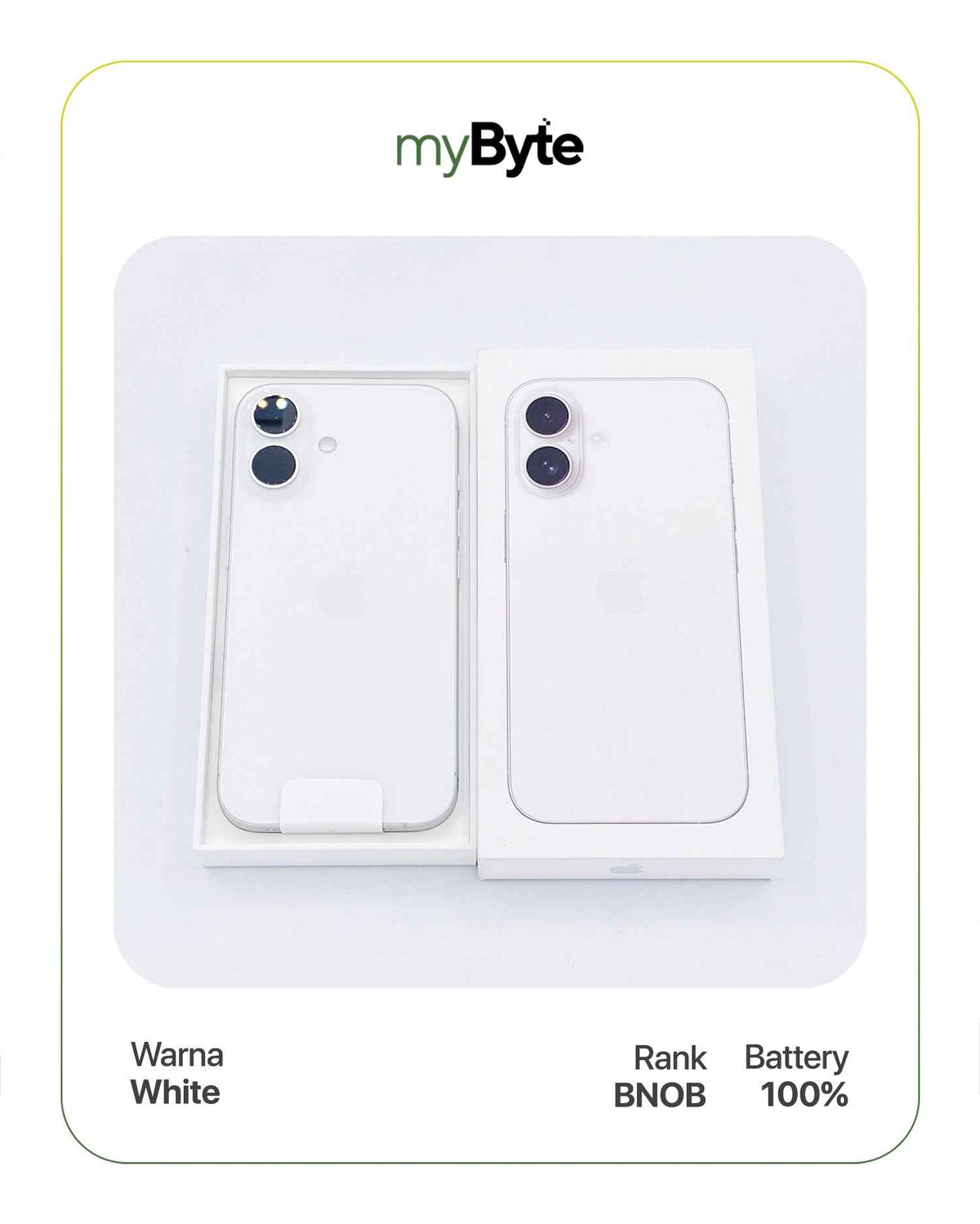 iPhone 16 5G 128GB (Sim Free) White myByte International