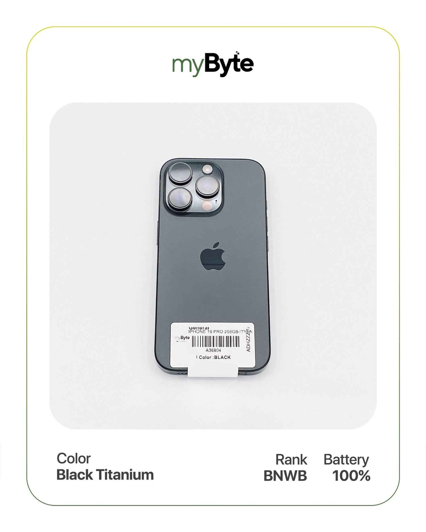 iPhone 16 Pro 5G 256GB Black Titanium myByte International