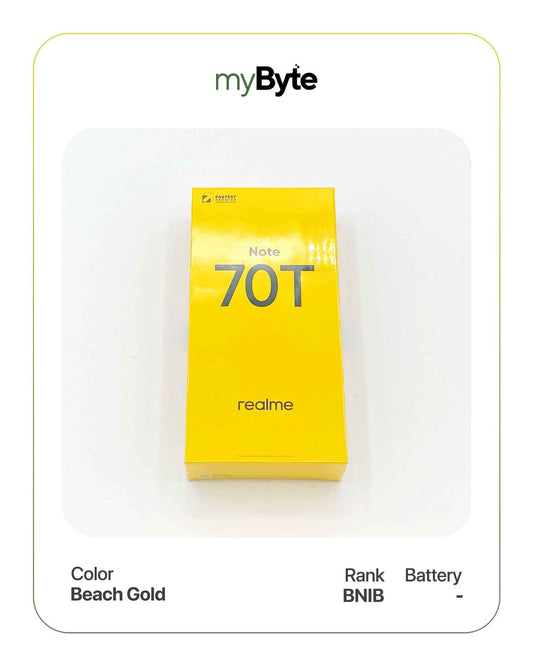 Realme Note 70T 128GB Silent Camera (Dual SIM) Beach Gold SIM Free myByte International