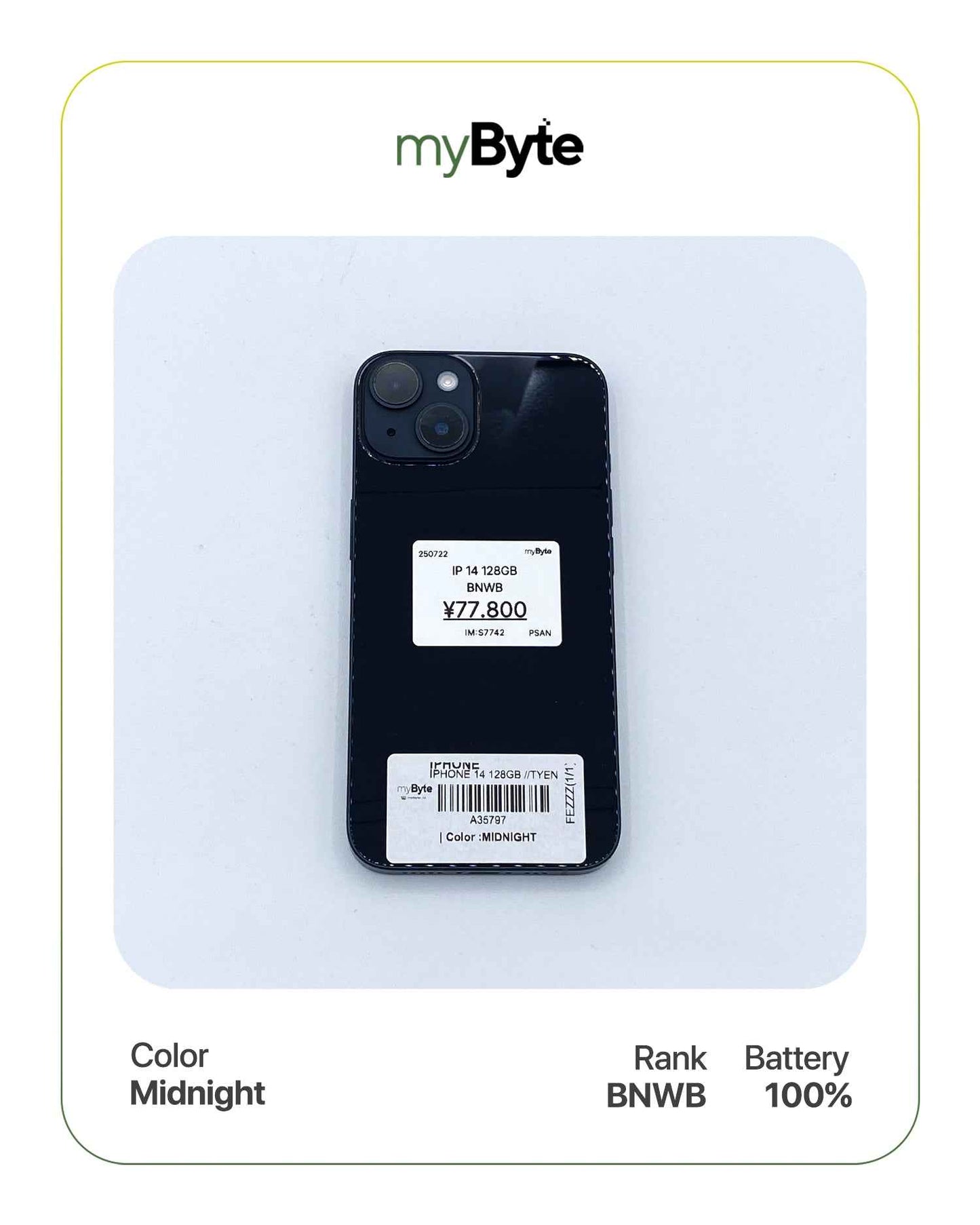 iPhone 14 5G 128GB (SIM Free) Midnight myByte International