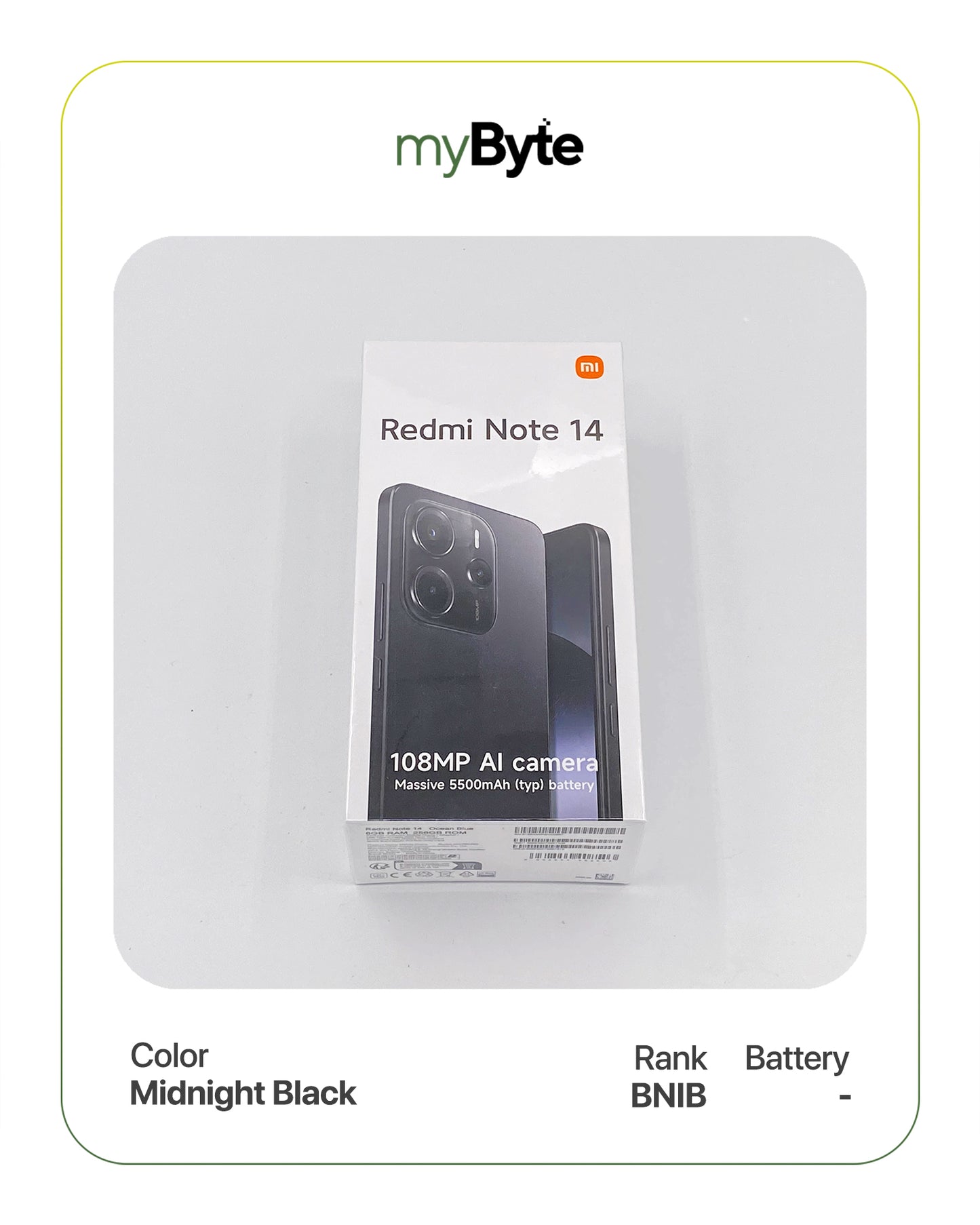 Redmi Note 14 128GB Silent Camera (Dual SIM) Midnight Black SIM Free myByte International