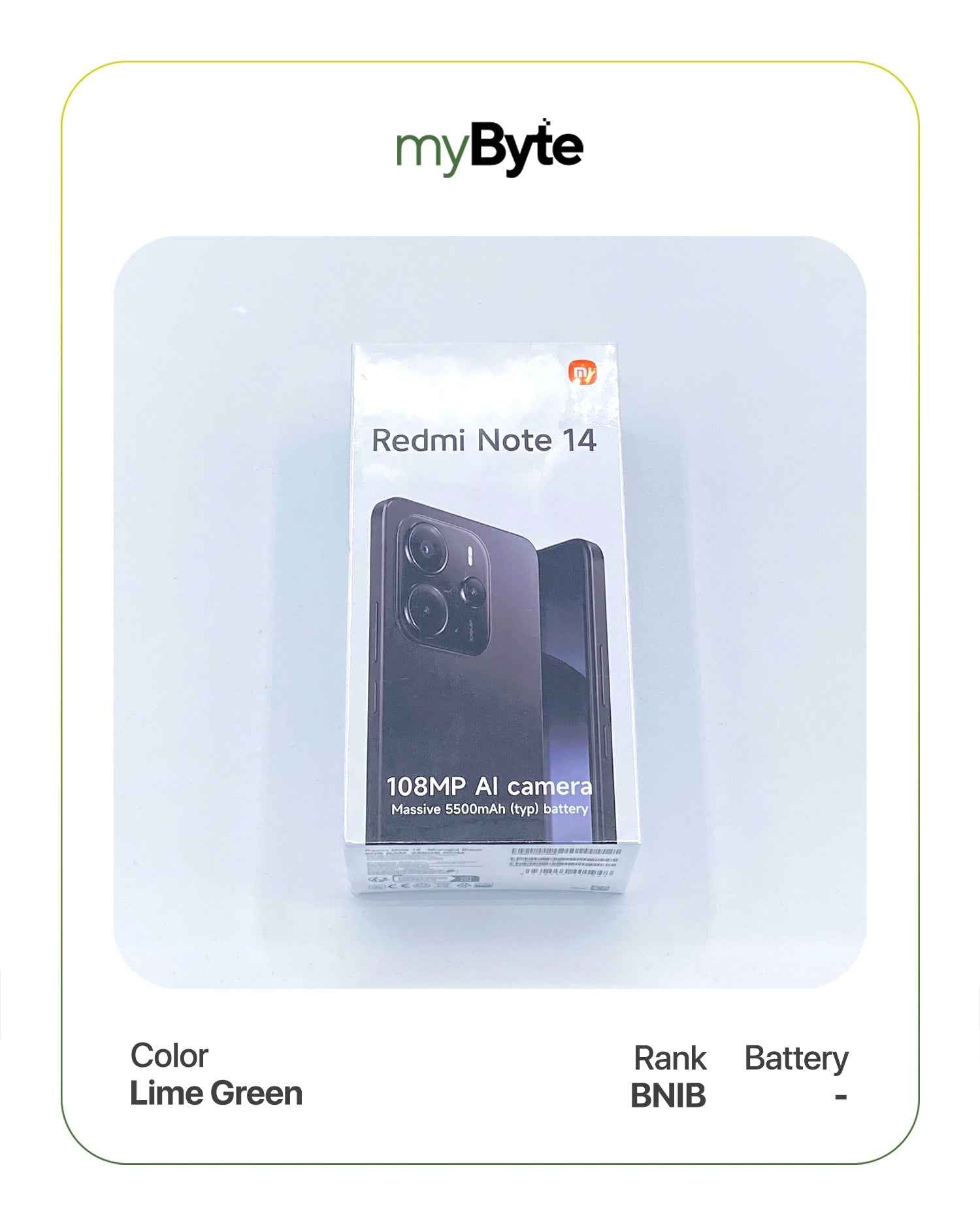 Redmi Note 14 128GB Silent Camera (Dual SIM) Lime Green SIM Free myByte International