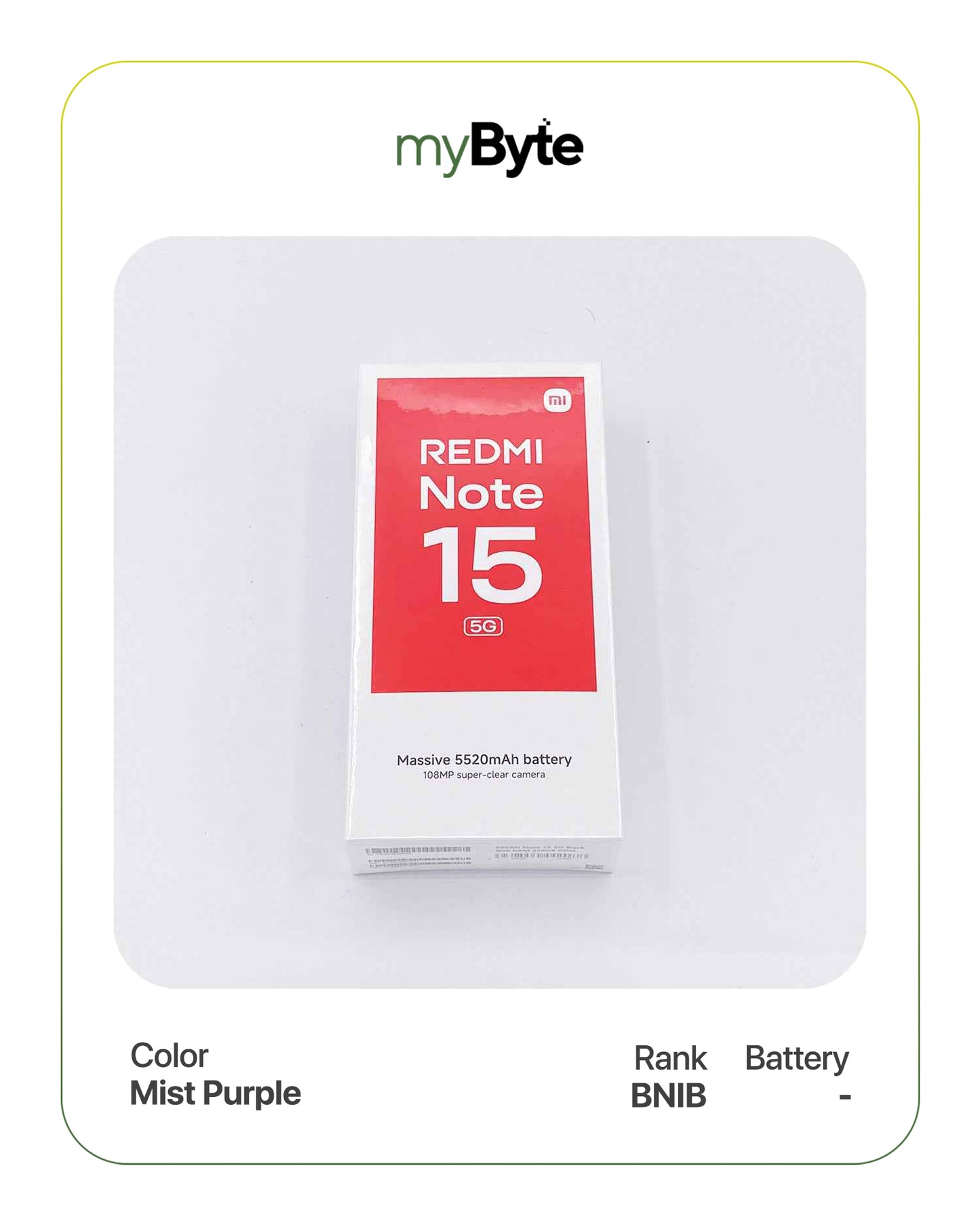 Redmi Note 15 5G 256GB (SIM Free) Mist Purple SIM Free myByte International